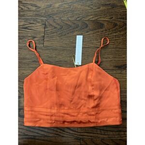 NWT House of Harlow Orange Satin Crop Top Spaghetti Festive Floral Boho Small